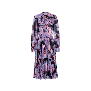 MARYLING玛俪琳24春季新品【暗香浮动】飘带印花连衣裙A1EBW62570