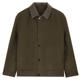 MindBridge2025年冬纯色双面呢大衣休闲夹克男士拼接翻领毛呢外套