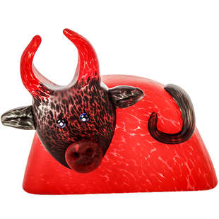 德国Borowski玻璃艺术摆件 牛年生肖礼物 牛市招财斗牛 家居礼物