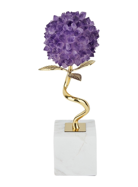 轻奢紫水晶花球客厅乔迁高档摆件