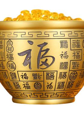 百福米缸元宝聚财聚宝盆黄铜摆件