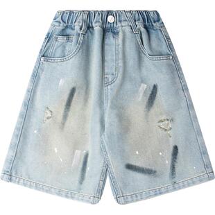 【街头艺术家】百搭短裤王 点点涂鸦软软凉感牛仔短裤中裤男童
