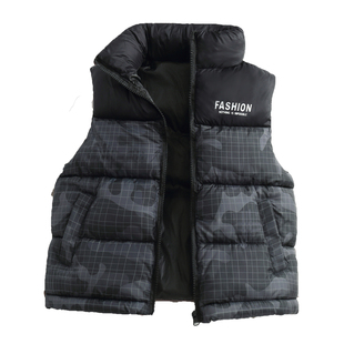 新款儿童羽绒棉马甲秋冬季男女童加厚保暖外穿背心中大童立领外套