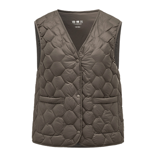 坦博尔25年秋冬季新款轻薄羽绒马甲女士短款V领百搭舒适内恤坎肩