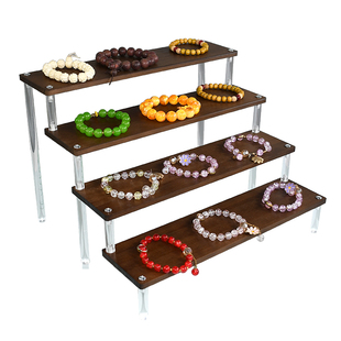 复古木质阶梯架手串收纳架文玩手链陈列道具手办模型盲盒展示架子