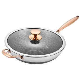 316不锈钢物理不粘锅炒锅炖蒸锅家用无涂层煤气电磁炉适用32cm