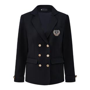 花千猪原创 星屿高西装 学院风DK/JK制服双排扣款浓绀色百搭外套