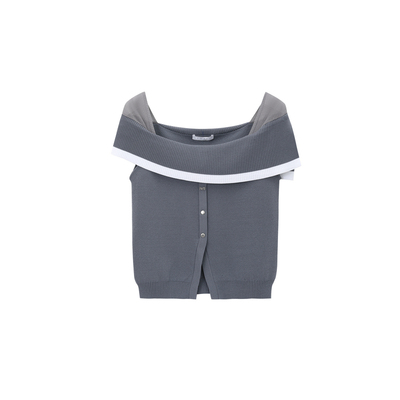 REVAN芮范设计师款质感一字领针织短开衫RL30601245