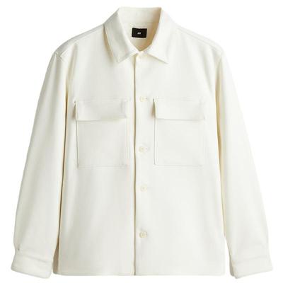 HM男装夹克冬季底特律工装翻折领法式长袖通勤衬衫式外套1259798