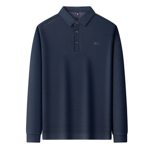 啄木鸟加绒长袖t恤男士秋冬新款中年加厚保暖翻领休闲打底polo衫