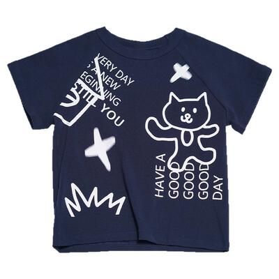 STILLYOU插画插肩袖修身短款T恤