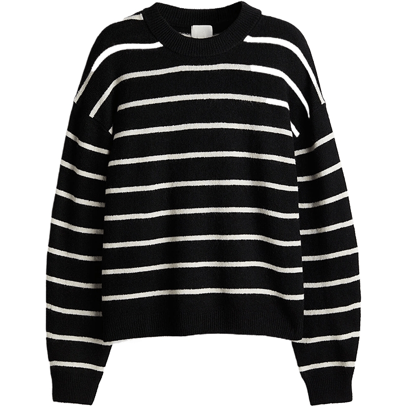 HM女装毛针织衫秋季毛衣休闲慵懒风时尚宽松保暖长袖套衫0983240