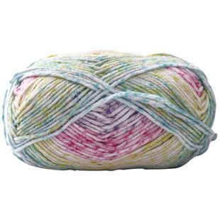 4股萌娃娃精梳牛奶棉段染彩虹毛线团渐变色手工编织宝宝玩偶钩织