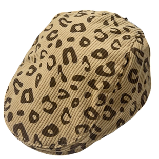 春秋新款豹纹前进帽女童韩版复古气质男童百搭贝雷帽小众显脸小潮