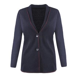 靓诺藏蓝叠片针织上衣LW19382A