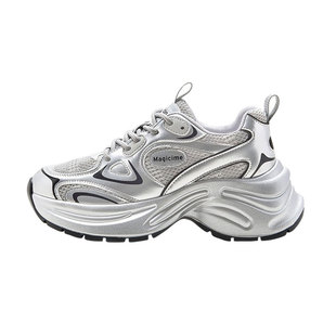 奥古狮登老爹鞋女2026新款春夏季透气超轻便软底巨好看厚底运动鞋