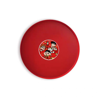 圆盘红色喜庆糖果盘子客厅茶几干果零食盘过年新年家用干果碟子