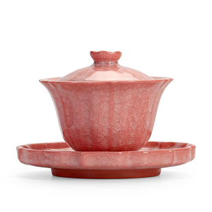 遇水化冰汝瓷开片可养粉冰三才盖碗陶瓷功夫茶具防烫厚胎敬茶泡茶