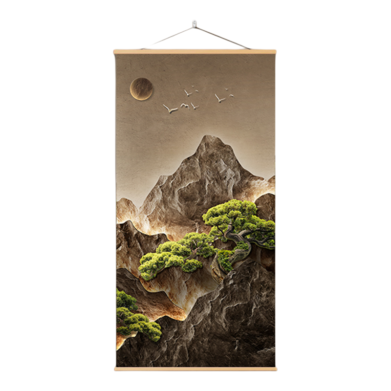 新中式迎客松免打孔装饰画
