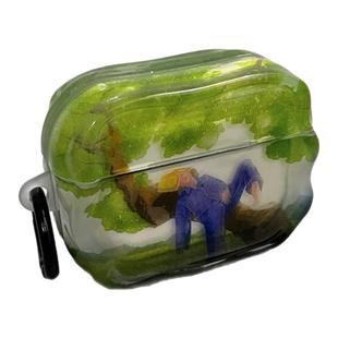 ins风树上乘凉油画Airpods4保护套airpod3适用苹果pro3耳机壳二代无线蓝牙第三代aipods2代airpod硅胶小众4代