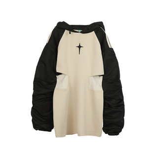 [招财熊]LALABOBO24春季新款复闲收腰拼色连帽连衣裙|LBDA-WLZY16