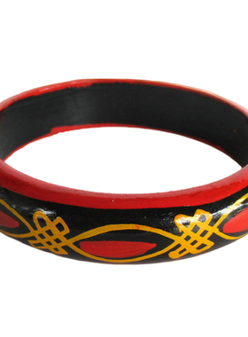 大凉山彝族手镯实木手工漆器彩绘