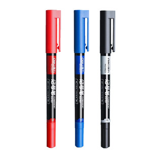 教学仪器得力记号笔 小双头美术勾线笔黑色油性速干不掉色标记笔马克笔 勾线笔 CD光盘笔 双头油性记号笔