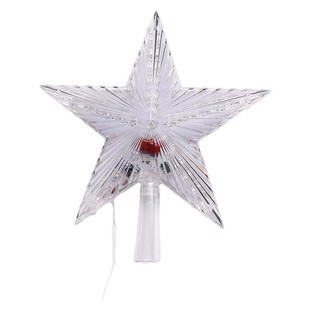 圣诞树装饰树顶星发光闪光LED五角星灯圣诞节装饰灯20cm星星道具