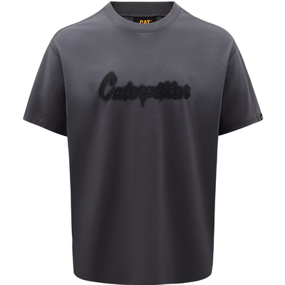 CAT卡特25夏季男士户外水洗做旧复古喷绘印花全棉短袖T恤
