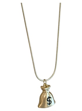 金色钱袋吊坠项链轻奢毛衣链配饰