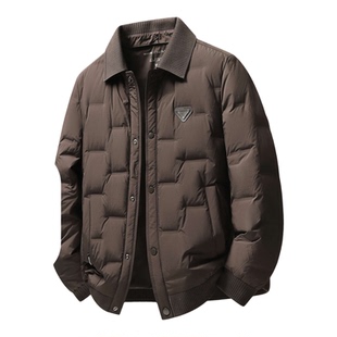 雪中飞2026春季男士新款【90绒】翻领气质胸标纯色高级感羽绒服W