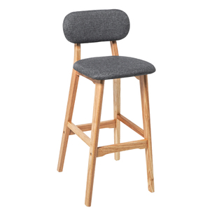 实木软包靠背吧台椅子现代简约酒吧椅收银前台吧椅北欧家用高脚凳