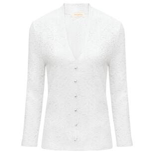 【3件5折】COCOBELLA微透视镂空蕾丝衬深V领长袖打底针织衫NLC55