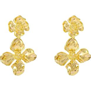 金色复古夸张花朵大耳环女新款小众独特耳钉气质大气轻奢高级耳饰