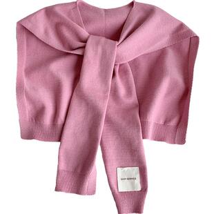 纯色小布标外搭披肩女夏季空调房护颈围巾春秋洋气时尚坎肩搭裙子