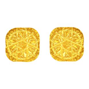 调太幅时尚爆闪方糖耳钉s925纯银镀黄金色女花丝镂空耳环耳饰18.k