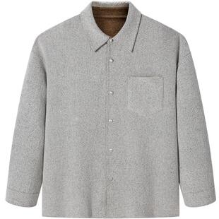 GXG男装 浅灰色廓形剪裁通勤翻领大衣24冬品G24X064018