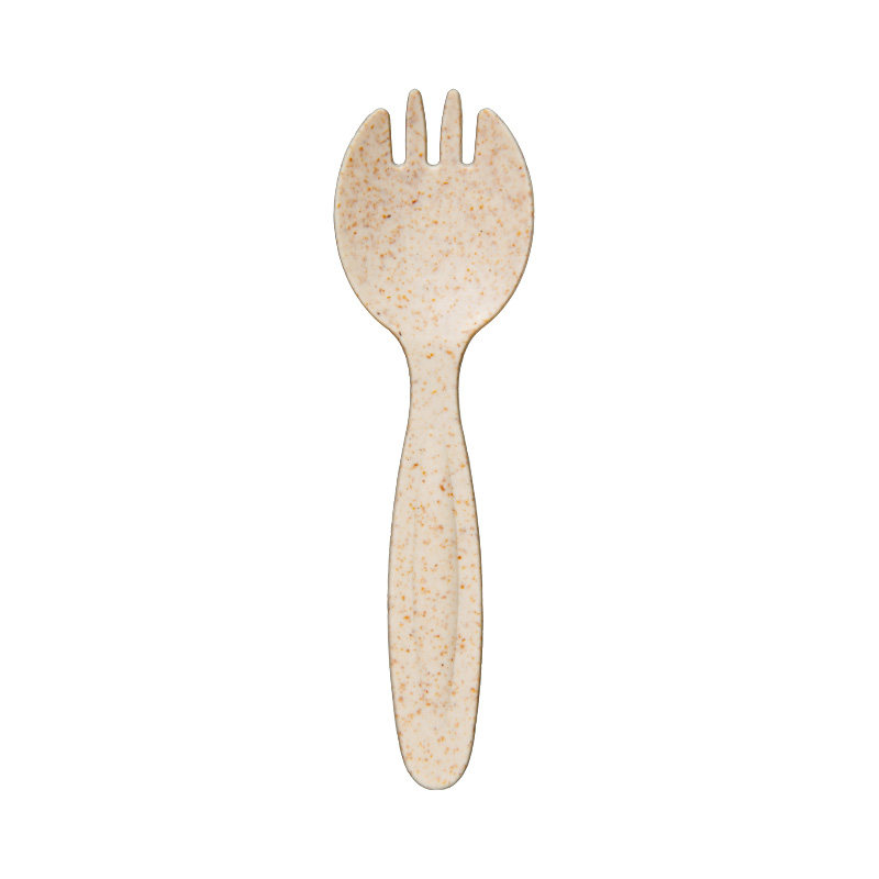 食客工具一次性叉子牛皮纸袋单独包装蛋糕甜品水果叉小麦秸秆叉勺
