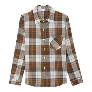 格子衬衫女长袖2023韩版春秋磨毛宽松中长款百搭叠穿上衣外套洋气