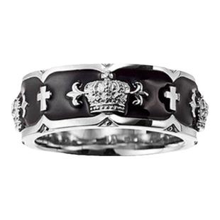 日本18K金Justln Davls皇冠戒指 复古十字架纯银对戒男女情侣款潮