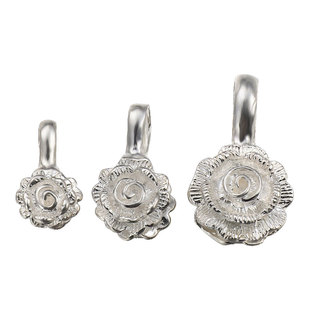 S925纯银莲花记录器夹子西藏式手串珠手链民族装饰品配饰卡子