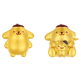 潮宏基三丽鸥布丁狗足金黄金转运珠5D硬金手绳皮燕子正版生日礼物