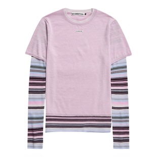 NO DIRECTION+假两件撞色条纹羊毛针织衫N610107620A