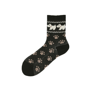 Tabio卡通小狗袜子女秋冬舒适百搭日系甜美女袜中筒袜设计感潮袜