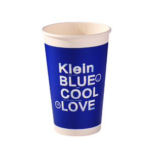 一次性奶茶杯克莱因蓝500ml纸杯咖啡冷热饮网红商用杯子带盖定制