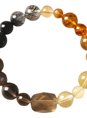 黄水晶手串转运珠黑曜守护