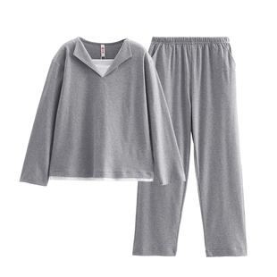 芬腾睡衣女春秋季纯棉长袖套装女款简约时尚休闲可外穿家居服秋天