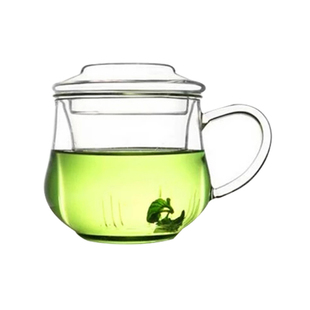 玻璃泡茶杯耐热三件式茶杯带盖带过滤茶漏透明花茶杯美体杯兰雅杯