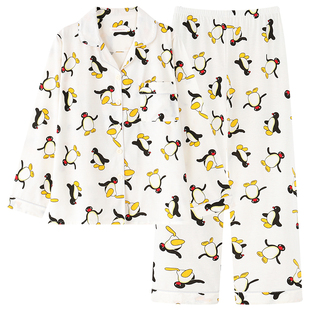 2026年春季睡衣女春秋长袖纯棉可爱企鹅pingu家居服休闲萌趣印花