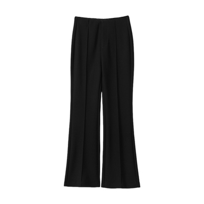 淘么淘 腿长两米秘密 双版本修身显瘦中缝常规/加长微喇裤小黑裤